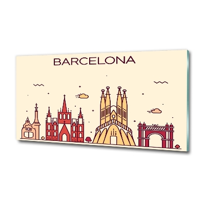 Cuadro decorativo de vidrio para salón horizontal La inscripción Barcelona