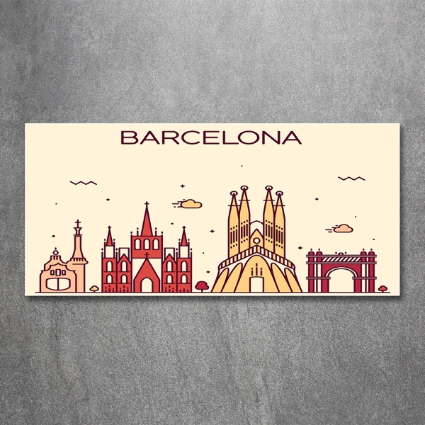 Cuadro decorativo de vidrio para salón horizontal La inscripción Barcelona