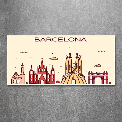 Cuadro decorativo de vidrio para salón horizontal La inscripción Barcelona