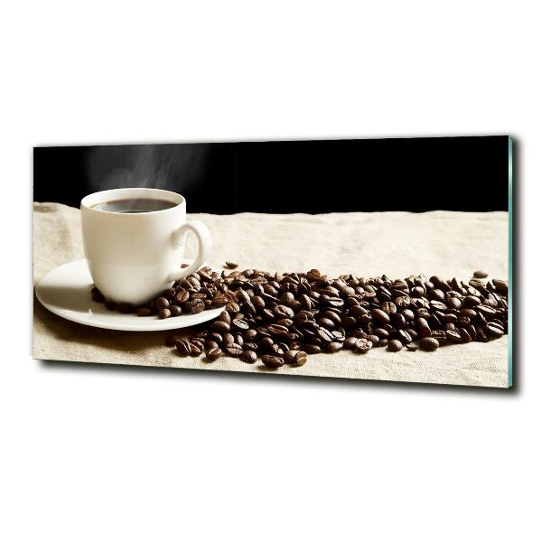 Cuadro decorativo de vidrio para salón horizontal Café aromático