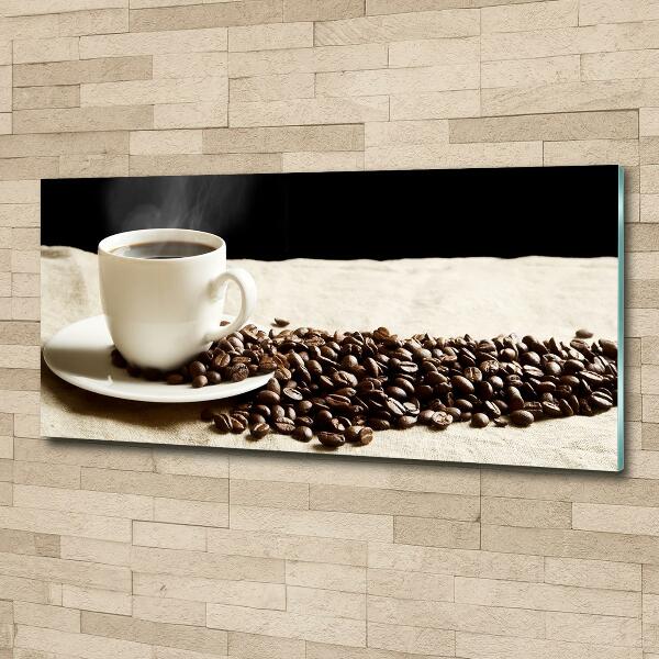 Cuadro decorativo de vidrio para salón horizontal Café aromático