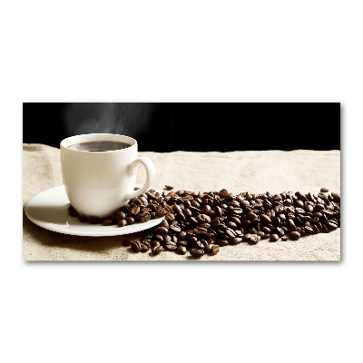 Cuadro decorativo de vidrio para salón horizontal Café aromático