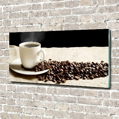 Cuadro decorativo de vidrio para salón horizontal Café aromático