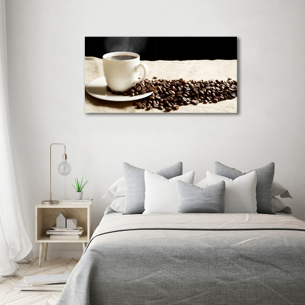 Cuadro decorativo de vidrio para salón horizontal Café aromático