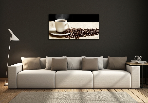 Cuadro decorativo de vidrio para salón horizontal Café aromático