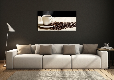 Cuadro decorativo de vidrio para salón horizontal Café aromático