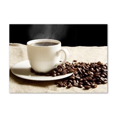 Cuadro decorativo de vidrio para salón horizontal Café aromático