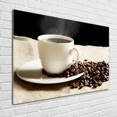 Cuadro decorativo de vidrio para salón horizontal Café aromático