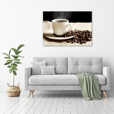 Cuadro decorativo de vidrio para salón horizontal Café aromático