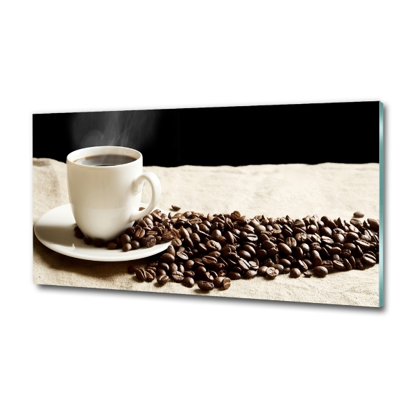 Cuadro decorativo de vidrio para salón horizontal Café aromático