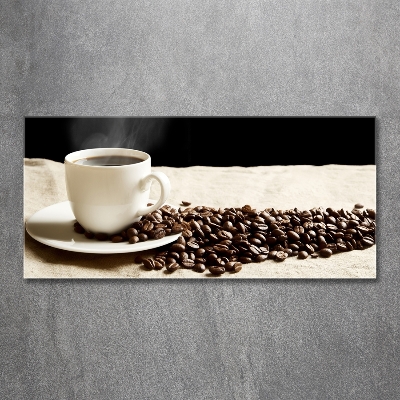 Cuadro decorativo de vidrio para salón horizontal Café aromático