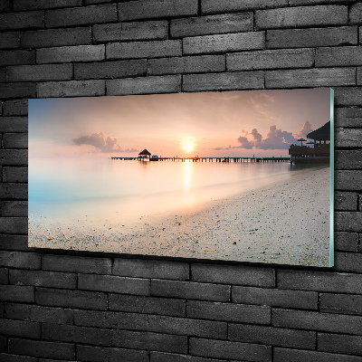 Foto en cristal de alta calidad con impresión uv horizontal Playa de Maldivas