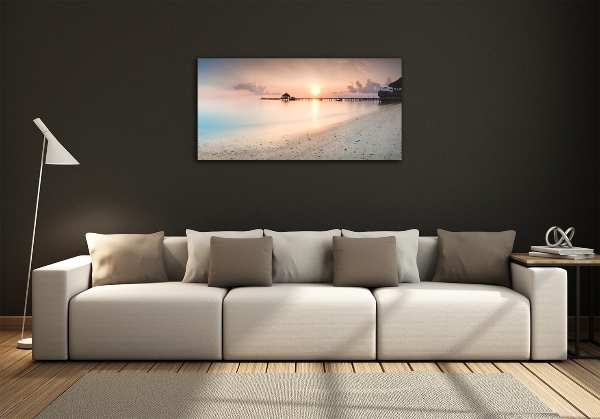 Foto en cristal de alta calidad con impresión uv horizontal Playa de Maldivas