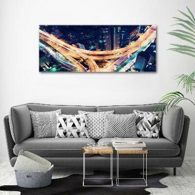 Cuadro decorativo de vidrio para salón horizontal Autopista de Tokio
