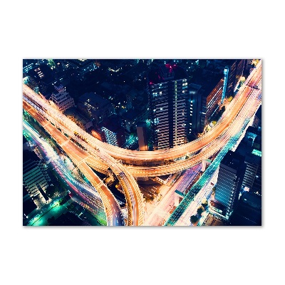 Cuadro decorativo de vidrio para salón horizontal Autopista de Tokio