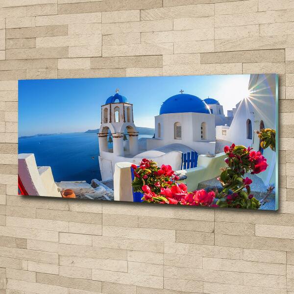 Foto en cristal de alta calidad con impresión uv horizontal Santorini, Grecia