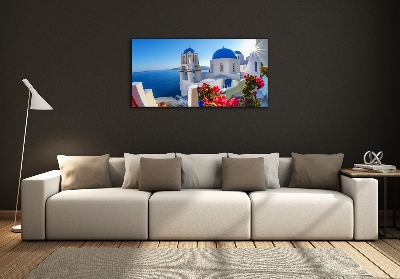 Foto en cristal de alta calidad con impresión uv horizontal Santorini, Grecia