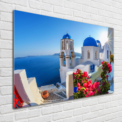 Foto en cristal de alta calidad con impresión uv horizontal Santorini, Grecia