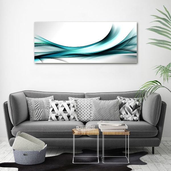 Cuadro decorativo de vidrio para salón horizontal Ondas abstractas