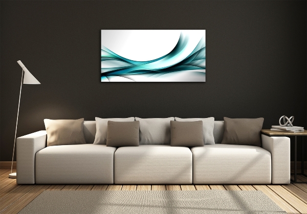 Cuadro decorativo de vidrio para salón horizontal Ondas abstractas