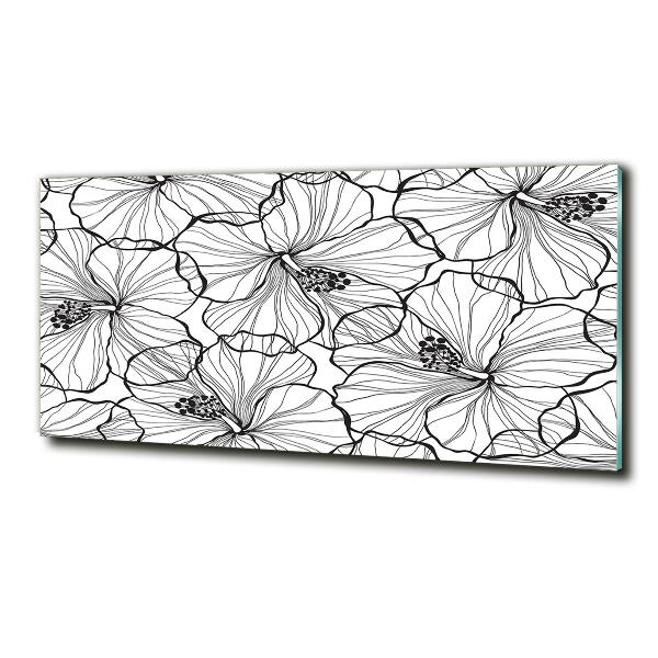 Cuadro de cristal templado moderno horizontal flores hawaianas