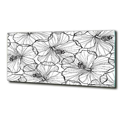 Cuadro de cristal templado moderno horizontal flores hawaianas