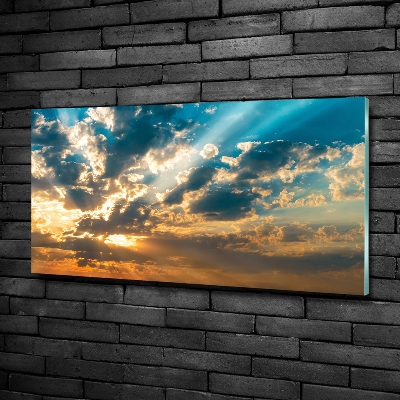 Cuadro decorativo de vidrio para salón horizontal Cielo del atardecer