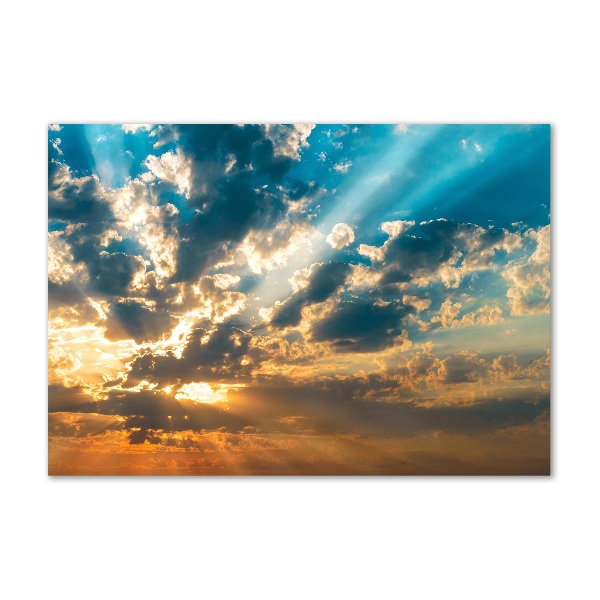 Cuadro decorativo de vidrio para salón horizontal Cielo del atardecer