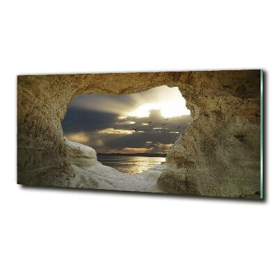 Foto en cristal de alta calidad con impresión uv horizontal Cueva junto al mar