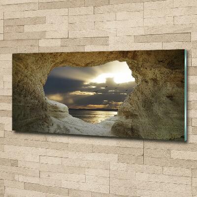 Foto en cristal de alta calidad con impresión uv horizontal Cueva junto al mar