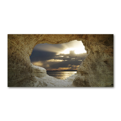 Foto en cristal de alta calidad con impresión uv horizontal Cueva junto al mar
