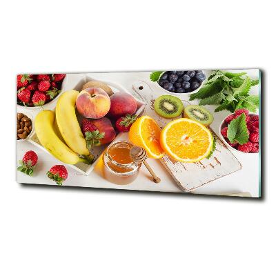 Cuadro decorativo de vidrio para salón horizontal Fruta y miel