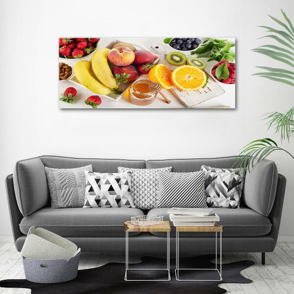 Cuadro decorativo de vidrio para salón horizontal Fruta y miel