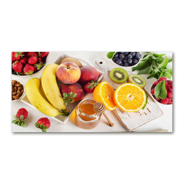 Cuadro decorativo de vidrio para salón horizontal Fruta y miel