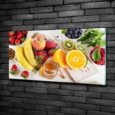 Cuadro decorativo de vidrio para salón horizontal Fruta y miel