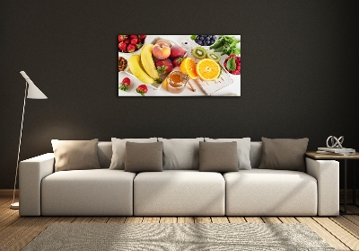 Cuadro decorativo de vidrio para salón horizontal Fruta y miel