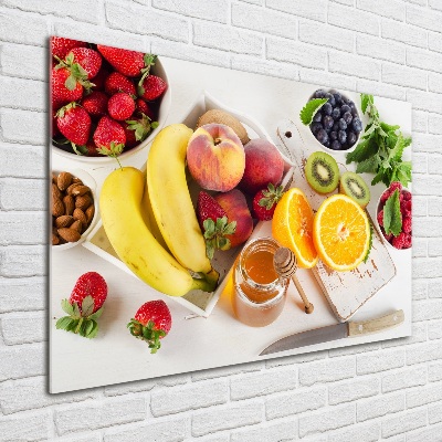 Cuadro decorativo de vidrio para salón horizontal Fruta y miel