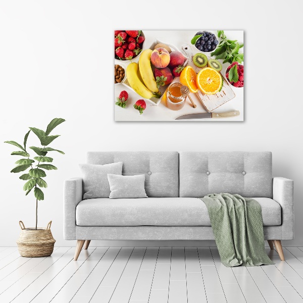Cuadro decorativo de vidrio para salón horizontal Fruta y miel