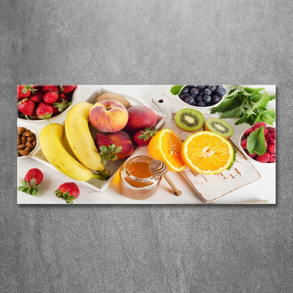 Cuadro decorativo de vidrio para salón horizontal Fruta y miel