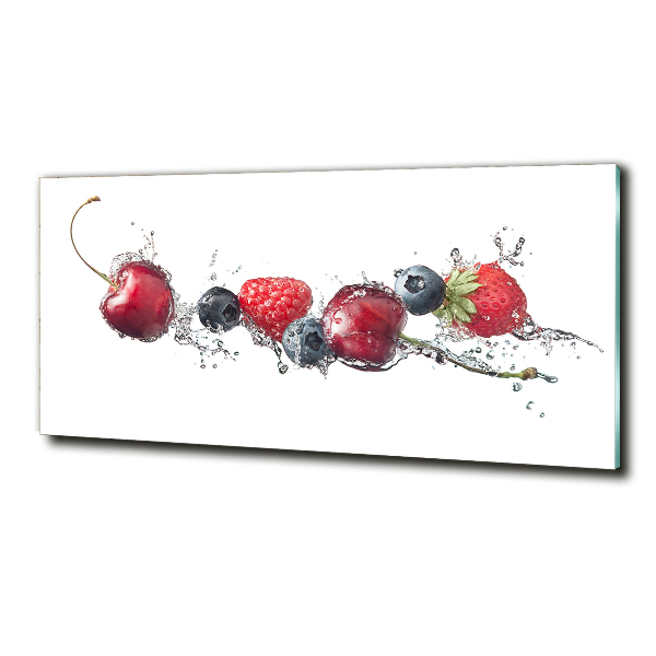 Cuadro decorativo de vidrio para salón horizontal Frutos del bosque