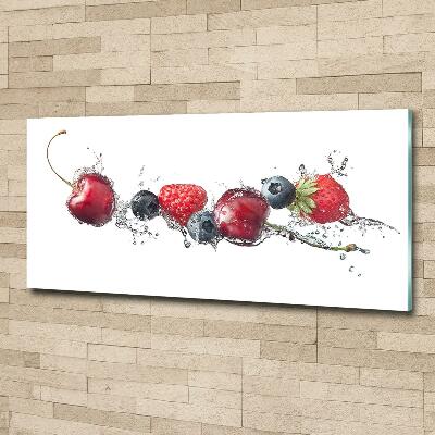 Cuadro decorativo de vidrio para salón horizontal Frutos del bosque