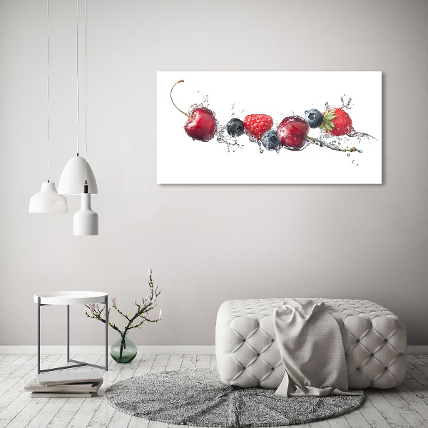 Cuadro decorativo de vidrio para salón horizontal Frutos del bosque