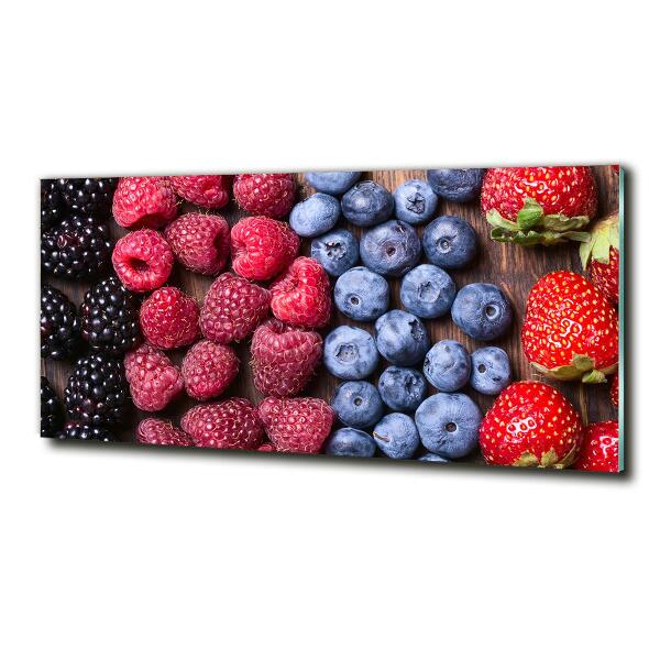 Cuadro decorativo de vidrio para salón horizontal Frutos del bosque