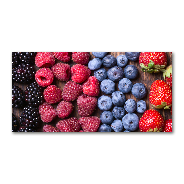 Cuadro decorativo de vidrio para salón horizontal Frutos del bosque