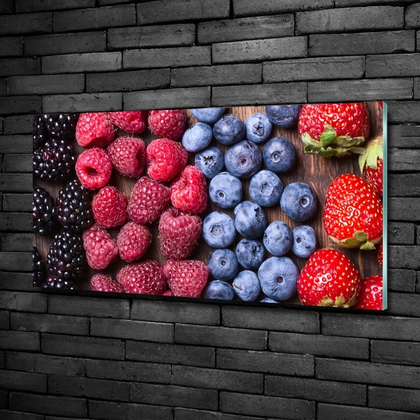 Cuadro decorativo de vidrio para salón horizontal Frutos del bosque