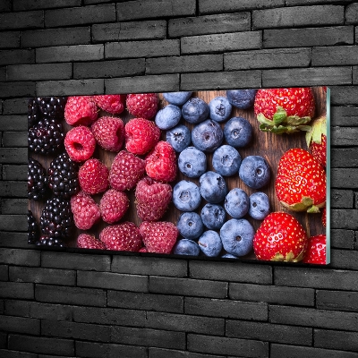 Cuadro decorativo de vidrio para salón horizontal Frutos del bosque