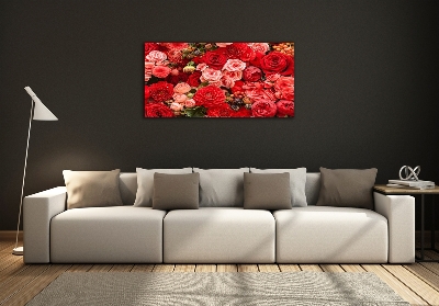Impresión en cristal con acabado brillante horizontal flores rojas