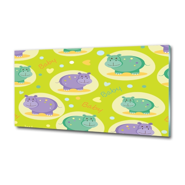 Cuadro de cristal templado moderno horizontal Hipopótamos