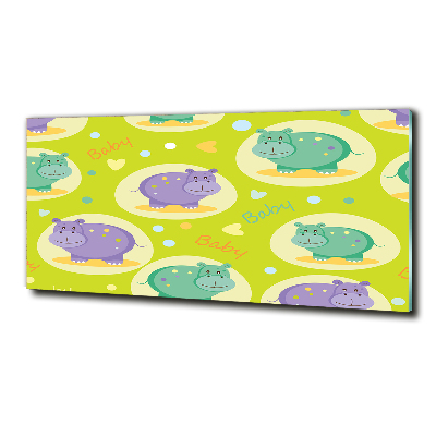 Cuadro de cristal templado moderno horizontal Hipopótamos