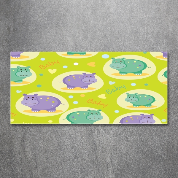 Cuadro de cristal templado moderno horizontal Hipopótamos